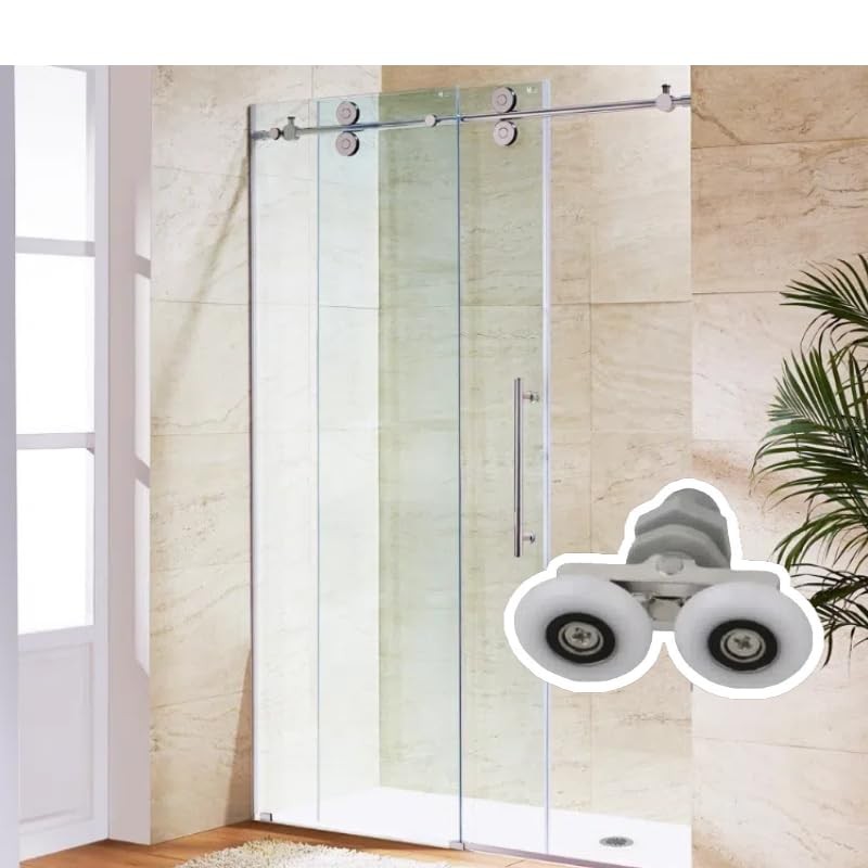 4PCS Shower Door Wheel Rollers,Double Sliding Roller,19MM Shower Door Rollers,Bathroom