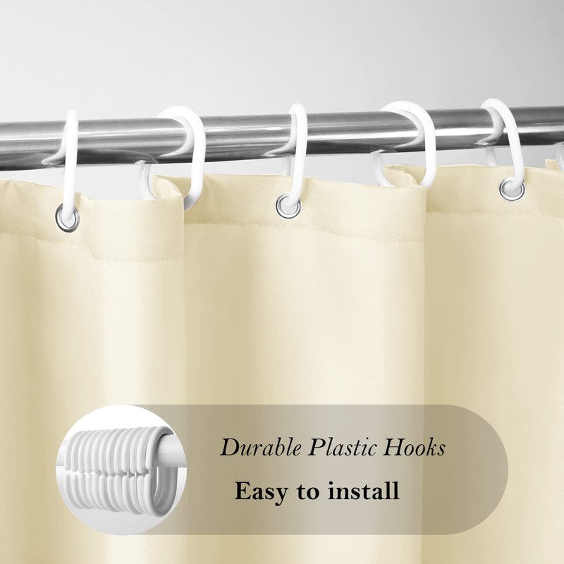 AooHome Shower Curtain Liner, Fabric Bathroom Curtain with Hooks for