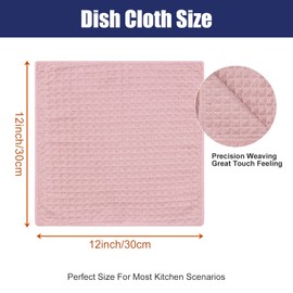 Homaxy Premium Microfiber Waffle Weave Kitchen Dish Cloths, 12 x 12 Inch Ultra Absorbent and Solid Color Dish Towels for Kitchen Fast Drying Dishcloth for Washing Dishes, 6 Pack, Pink