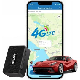 TKMARS Mini GPS Tracker 4G Magnetic Portable Real Time Tracking Car Tracker Waterproof Geo-fence Anti-theft Personal Tracker for Vehicle Suitcases Handbags Free APP without Subscription TK913