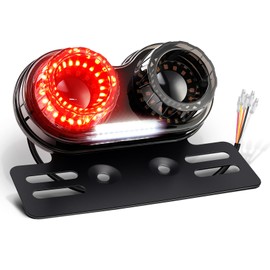 PBYMT Enhanced Motorcycle Tail Light, 90LEDs Break light Running Lights, IP67 Waterproof Turn Signals with License Plate Bracket Compatible with Street Bike Cruiser Chopper Bobber