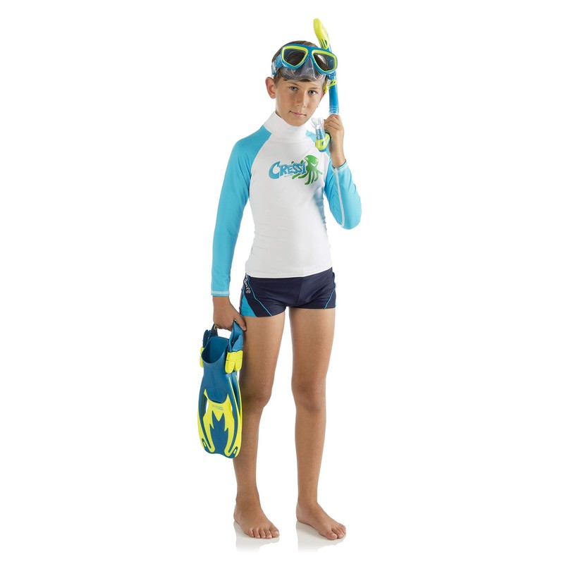 Cressi Boy's Octopus Long Rash Guard - Blue, 6 Years