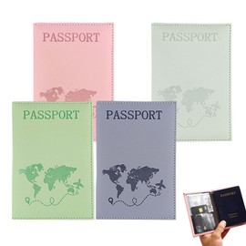 SJDOFU Passport Holder, 4PCS PU Leather Passport Cover, Passport Wallet Cover Case for Passport Ticket Card Boarding Passes Credit Card Business Cards