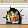 3D Mouse Reading Book in Mouse Hole, Decal Sticker, Removable