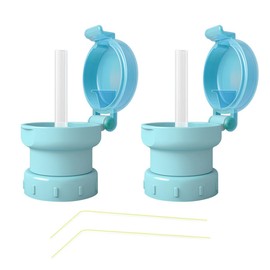Straw Cap, 2 Pieces, Straw Cap, Stylish, Plastic Bottle, Straw Cap, Adjustable Joints, Easy to Open and Close with One Touch, Replacement Straw Included, Straw Cap for Going Out, For Hospital and