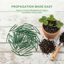 120 Pcs Strawberry Plant Support Pins, Plastic U-Shaped Garden Anchor Clips for Plant Cuttings and Runners Rooting, Reusable Plant Fixing Pins for Garden Use (Green)