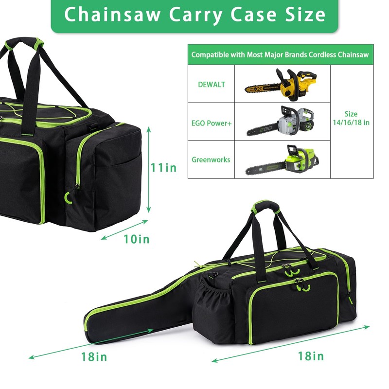 BABEYER Chainsaw Case, Durable Chainsaw Bag Compatible with Greenworks, EGO