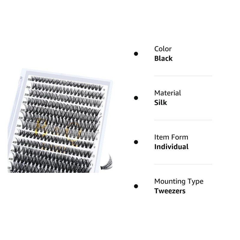 B&Q Individual Eyelash Clusters 280Pcs D Curl 30D 40D Lashes