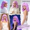 Short Bob Wavy Wig with Bangs, Shoulder‑Length Wigs for Women,Purple