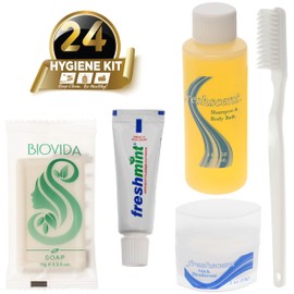 Moda West 24 Teen Hygiene Kits - Bulk Case of Wholesale Toiletry Kits for Men, Women, Travel, Charity, Homeless Shelters, Bathroom Essential, Includes Shampoo, Deodorant, Toothpaste & More, 24 Pack