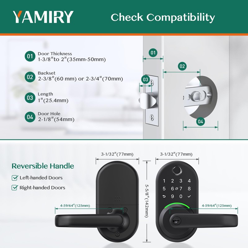 Smart Door Handle Lock with Keypad: Yamiry Fingerprint Smart Knob