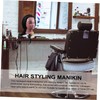 FOMIYES Hair Braiding Training Head with Real Hair Black Skin
