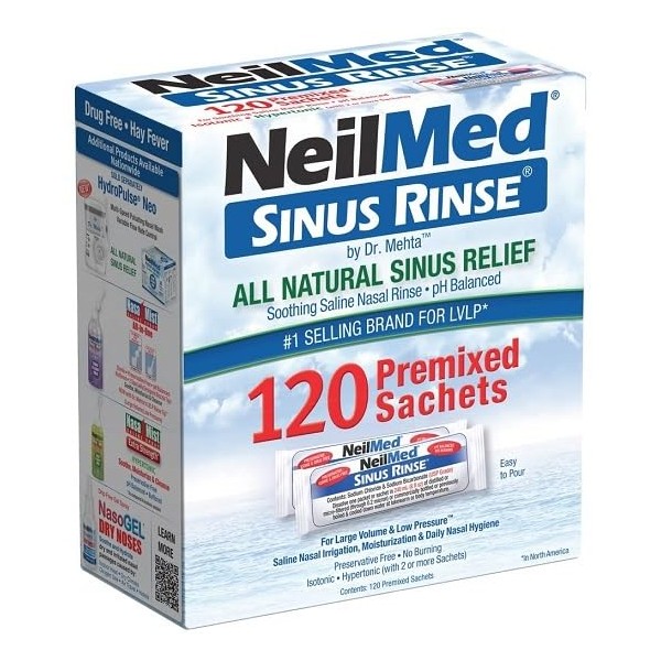 NeilMed Sinus Rinse All Natural Relief Premixed Refill Packets 100