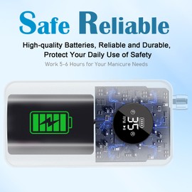 Enniewi Nail Drill Professional 35000RPM, Cordless Electric Nail File Drills para Uñas, Portable Rechargeable E File 7 Bits Manicure Pedicure Kit for Acrylic Nails Gel Remover Salon Home Tools, White