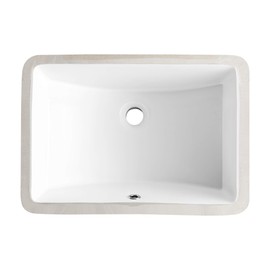 DeerValley DV-1U101 Ally Undermount Bathroom Sink Rectangular, 21'' x 15'' Vessel Sink Rectrangle Undermount Bathroom Sink White Ceramic Lavatory Vanity Vessel Sink with Overflow