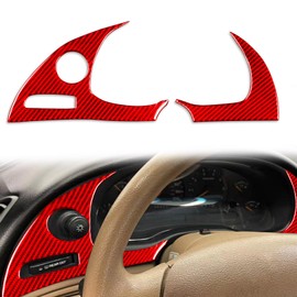 Carbon Fiber Center Console Dashboard Speedometer Tachometer Bezel Cover Decorative Interior Trim Compatible with Ford Mustang 1994 1995 1996 1997 1998 1999 2000 Accessories