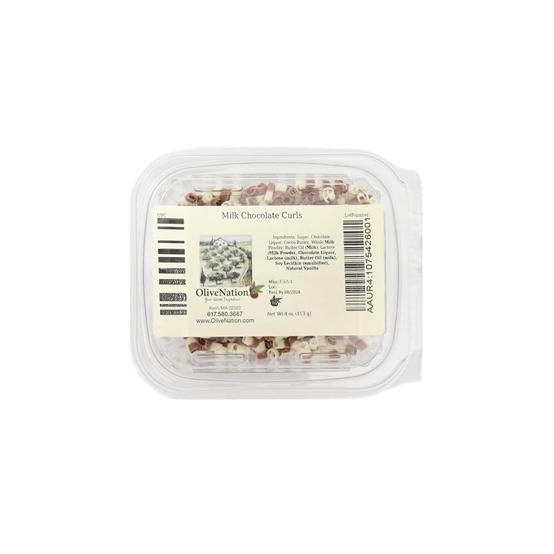 Striped Chocolate Curls Topping, OliveNation Milk & White Chocolate Curls,