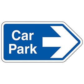 V Safety Shaped Safety Sign - Car Park Arrow Right Blue - 300X150 - Blue 1MM Rigid Plastic