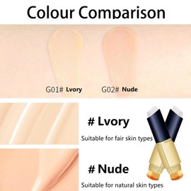 2-in-1 Multi-Purpose Moisturising Foundation Stick, Full Coverage Foundation Stick, Lightweight Foundation Stick with Brush, Moisturising Concealer Make-Up, Effectively Cover Dark Rings, Pores