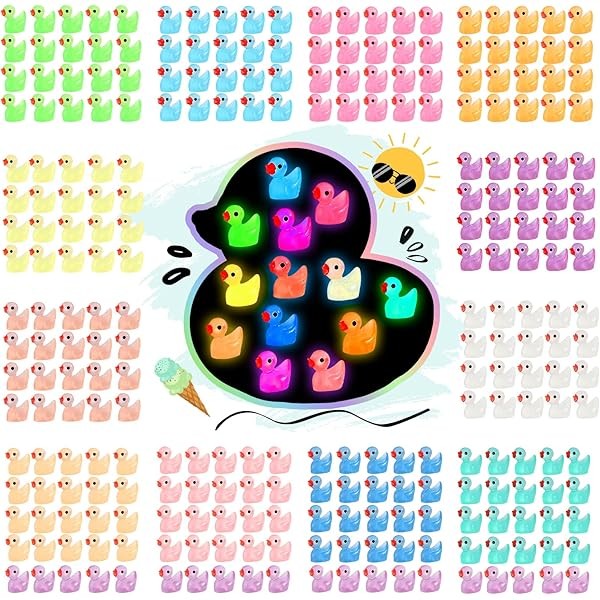 Rachan130 Pcs Luminous Mini Resin Ducks Glow in The Dark