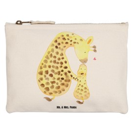 Mr. & Mrs. Panda S Make-Up Bag Giraffe with Child, White, Hand drawn