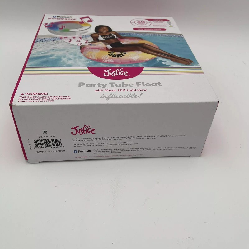 Justice Party Tube Pool Float with LED Lights/Bluetoo