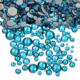 AD Beads 600PCS Mixed Size DMC Iron On Hotfix Crystal Rhinestones Flatback Nail Art (28 Blue Zircon)