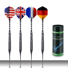 Wolftop 12 Pack Soft Tip Darts - Plastic Tip Darts 18 Grams with 100 Extra Dart Tips, 15 Flights, Dart Flight Protector, Aluminum Shafts and Rubber O-Rings