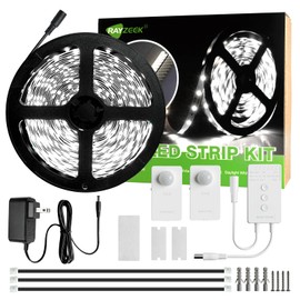 RAYZEEK Wireless Motion Activated LED Strip Lights,19.7FT LED Strip Lights with Power Adapter,RF Wireless Motion Sensor Control Dimmer,Timing,Cool White (1×Controller+2×Motion Sensor)
