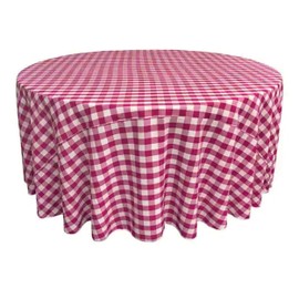 lovemyfabric Cotton Gingham Checkered Round Tablecloth for Wedding/Bridal Shower, Birthdays, Special Events (58" Round, Fuchsia)