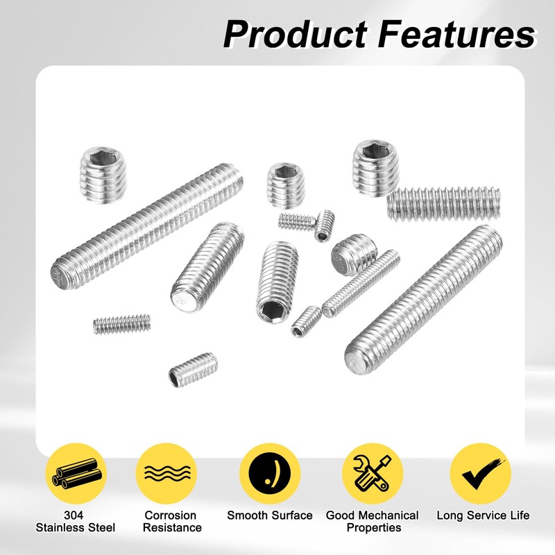sourcing map 30Pcs Hex Socket Grub Screw, M2x2mm 304 Stainless