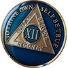 12 Year AA Medallion Metallic Midnight Blue Tri-Plate Sobriety Chip
