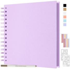 JAECU Photo Album Scrapbook 8x8 Inch, DIY Hardcover Scrap Book 40 Pages Thick Kraft Paper Memory Book for Family, Birthday Anniversary Wedding Gifts (Purple)