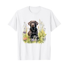 Floral Wildflower Dog Black Labrador Retriever T-Shirt