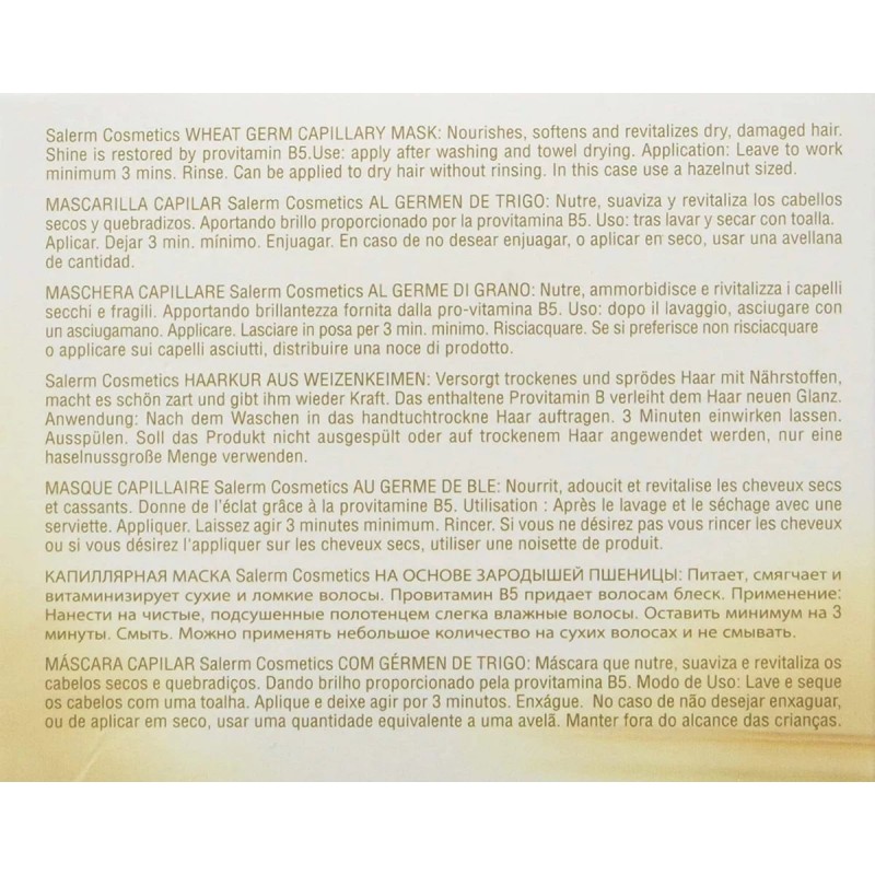 Salerm Cosmetics Mascarilla Salerm Germen Trigo Reparación E Hidratación 200m