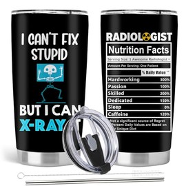Absacie X-ray Tech Gifts, Radiology Tech Graduation Gifts, 20oz Stainless Steel Tumbler with Lid Straw, Black