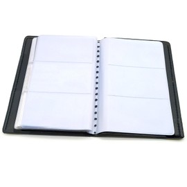 GARASANI PU Leather Business Card Organizer Book Holder, Portable Binder File Sleeve Storage, Name Card Organizer 300 Cards Holds, Black