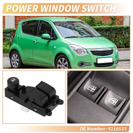 A ABSOPRO Electric Switch for Window Regulator Front Left on Driver Side Window Regulator Switch Driver Side No. 9216533 for Vauxhall Agila 1998-2006 Black