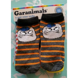 Garanimals 6 PAIRS GARANIMALS BOY'S STRIPED SPORTS CREW SOCKS - SIZE 0-6 months