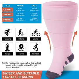 Ancrina Plus Size Compression Socks for Women & Men Wide Calf 15-20 mmhg Knee High Support Socks for Running