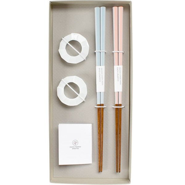 Wakasa Lacquer Couple Chopsticks Gift Set, 2 Pairs, 8.9 inches (22.5 cm), Made in Japan, For Adults, Japanese Chopsticks Set, Dishwasher Safe, Drawer, Wedding Gift, Gift (Suite)