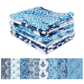 Soimoi 8 Pc Fat Quarter Bundle, Batik Print 18"x 22" DIY Patchwork-100% Cotton Pre-Cut Quilting Fabric Medium Blue