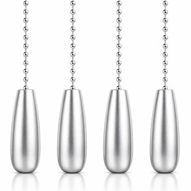 Hawpasy 4PCS Bathroom Light Pull Cord Handle Teardrop Chrome Pull String Light Weight Handle, Modern Bathroom Replacement for Toilet, Shower, Ceiling Fan or Blind, Bathrooms ON/Off Chain Ornament
