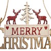 Merry Christmas Wooden Hanging Sign with Reindeer and Tree -
