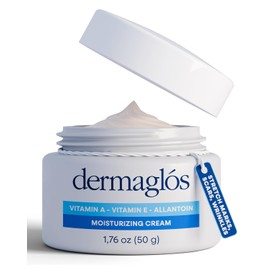 Dermaglos Crema hidratante | Vitamina A (retinoides), vitamina E y alantoína | Rica hidratante para arrugas, prevención de estrías, cuidado posterior del tatuaje, crema para cicatrices, hidratación para una piel suave | 1,76 oz