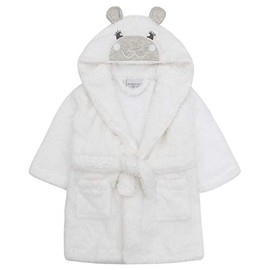 BabyTown Baby Boys and Girls Unisex Snuggle Fleece Hooded Lamb Dressing Robe 18-24 White