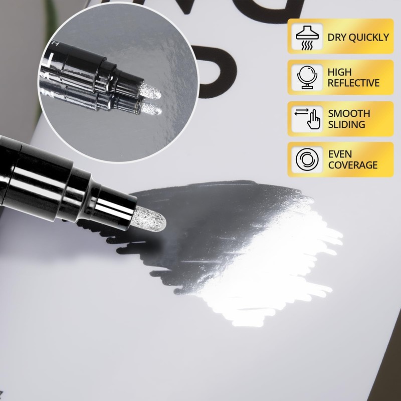 HTVRONT Silver Liquid Mirror Chrome Marker 3PCS - Paint Pen
