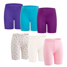 Coralup Girls Shorts Bike Shorts Summer Solid Color Pack of 6