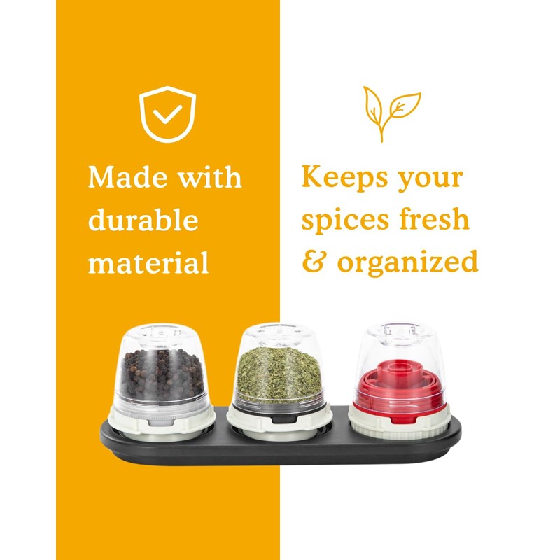 FinaMill Black Trio Stackable Tray – Spice Rack for 3