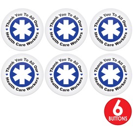Beistle 6 Piece Thank You To All Our Health Care Workers Medical Staff Appreciation Frontline First Responders Pinback Button Badge Pins Patriotic Party Supplies And Favors